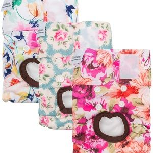 3 Piece Floral Female Dog Diapers